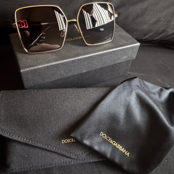 Dolce & Gabbana Gold-Trimmed Black Sunglasses main image 3